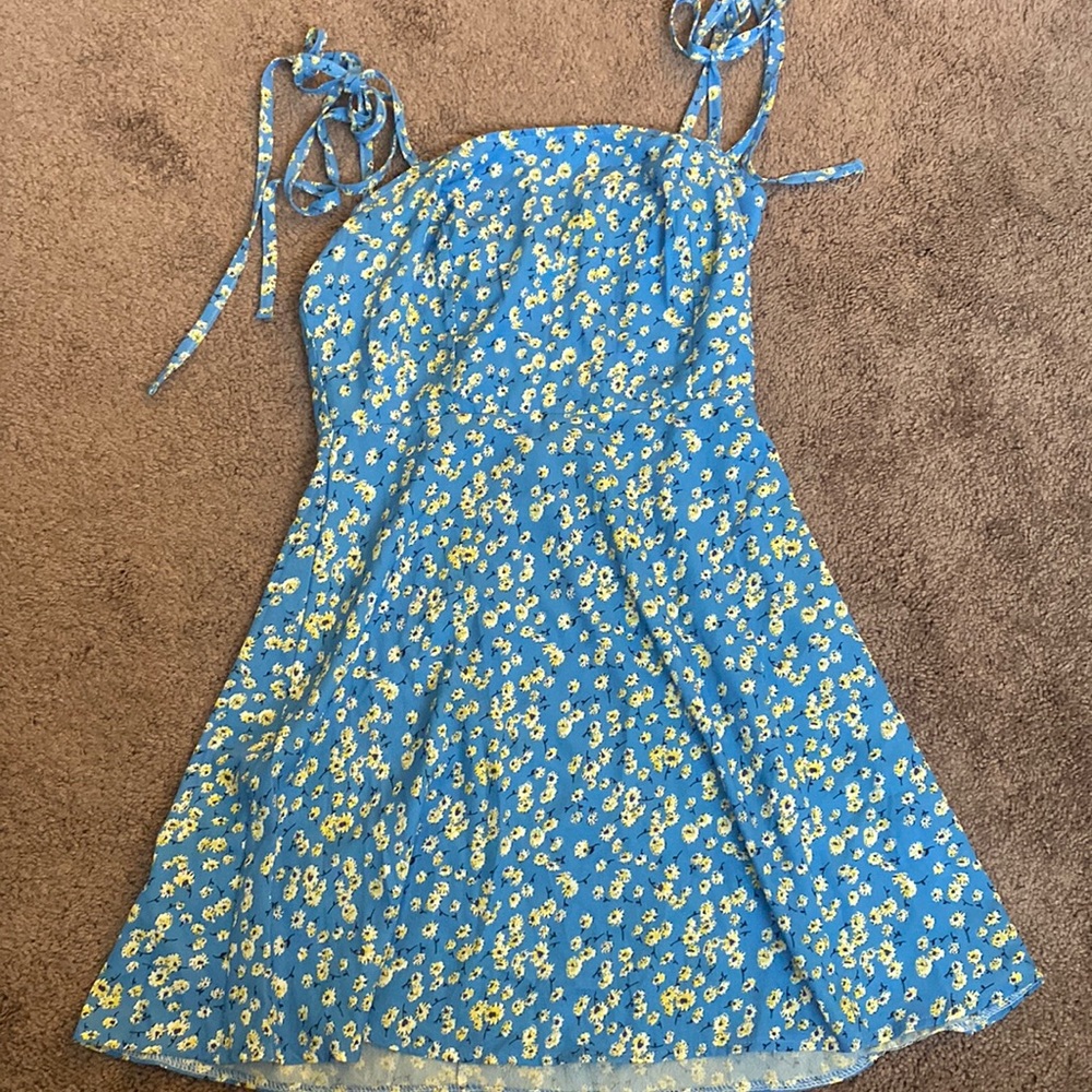 {Zaful} Blue Pansy Mini Dress